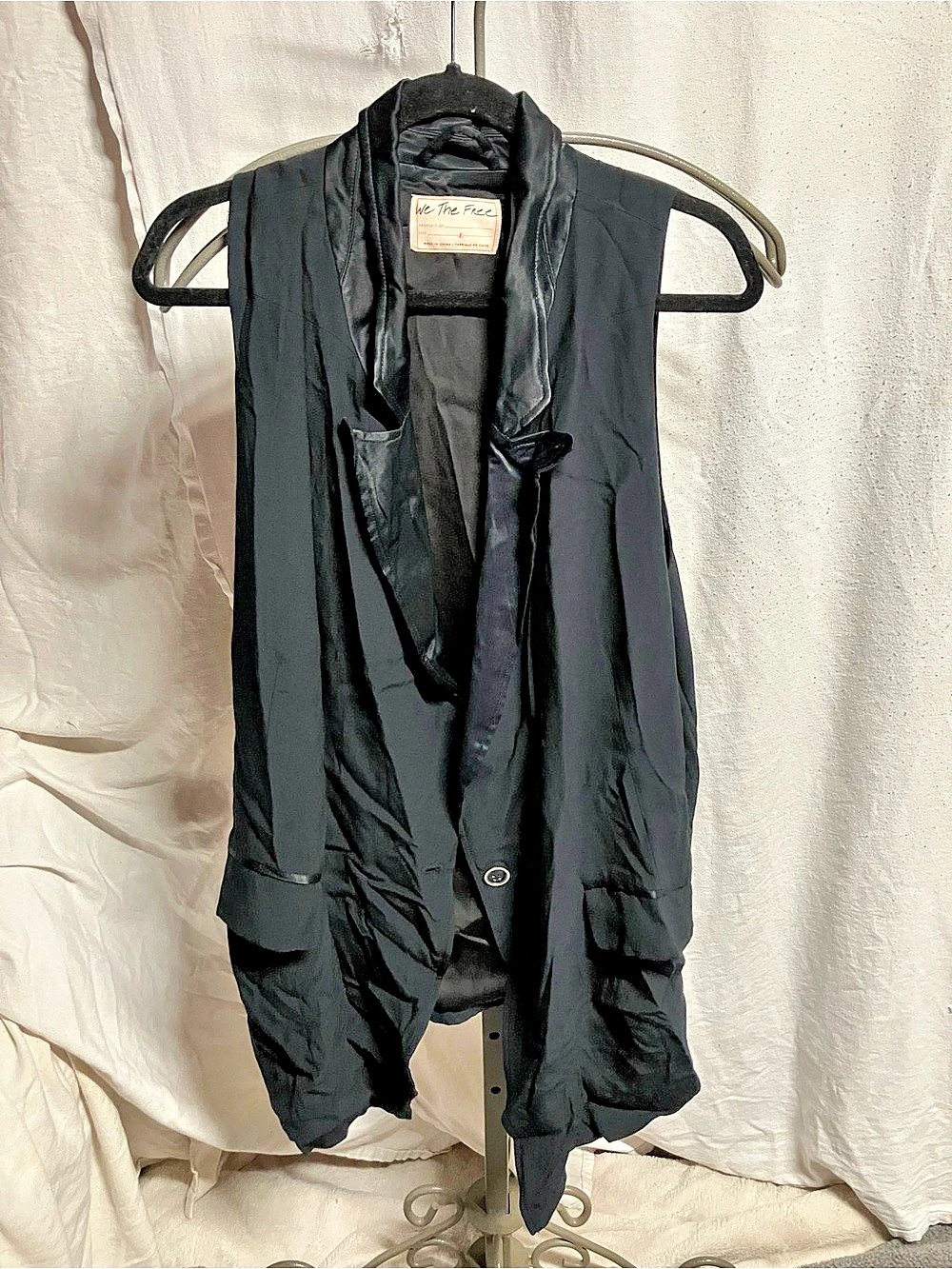 We The Free Black Draped Vest Size Large